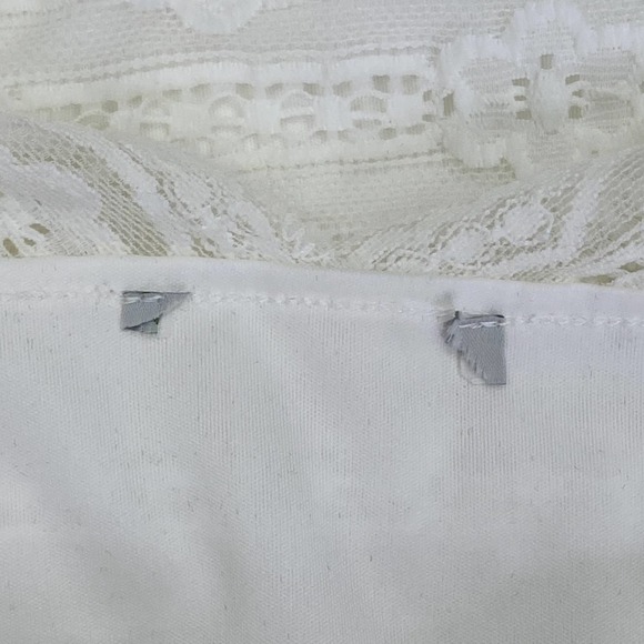 CHARLOTTE Russe Solid White Embroidered Lace Semi-Sheer Short Sleeve Mini Dress - Picture 11 of 14